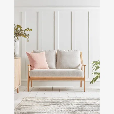 Cox and Cox Curved Arm Mid Century Sofa - Linen