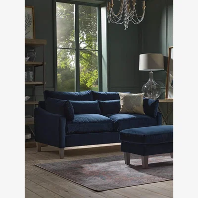 Cox and Cox Boras Three Seater Sofa – Pebble Blue Cotton Linen