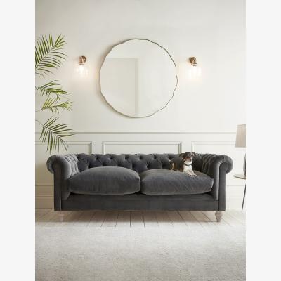 Cox and Cox Dalvik Two Seater Sofa – Pebble Blue Cotton Linen