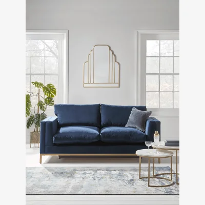 Cox and Cox Deco Three Seater Sofa - Mallow Linen Cotton Blend