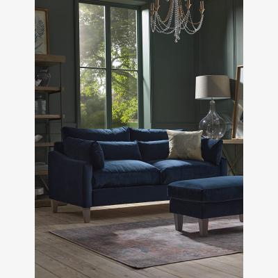Cox and Cox Boras Two Seater Sofa – Nordic Blue Cotton Linen