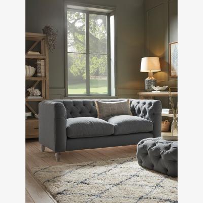 Cox and Cox Sarnia Two Seater Sofa – Soft Grey Opulent Cotton Velvet