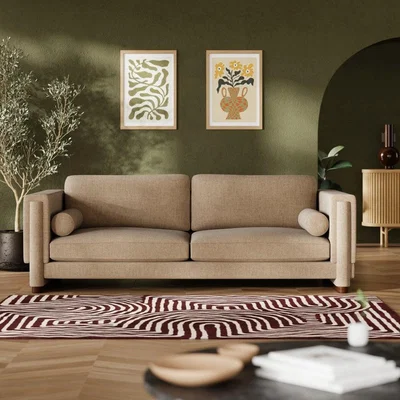 Cult Furniture Ava 3 Seater Sofa, Latte Sustainable Fabric