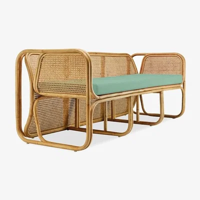 Cult Furniture Kupu Kupu 3 Seater Rattan Sofa, Mint Green