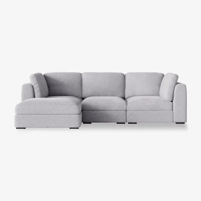 Cult Furniture £300  Off  Brigitte 3 Seater L Shape Sofa, Light Grey Chenille