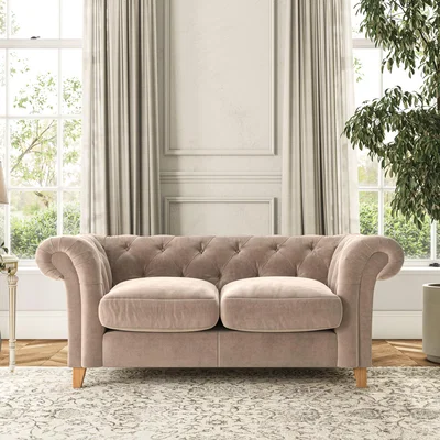 Dunelm Pimlico Large 2 Seater Sofa Luxury Velvet Natural
