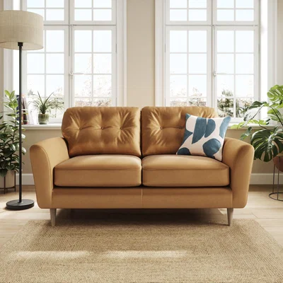 Dunelm Sven Opulent Velvet 2 Seater Sofa Caramel