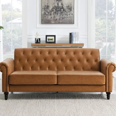 Dunelm Return - Greta Faux Leather 3 Seater Sofa, Tan