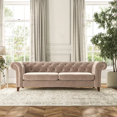 Dunelm Pimlico 4 Seater Sofa Luxury Velvet Natural