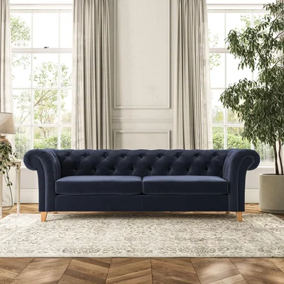 Dunelm Pimlico 4 Seater Sofa House Velvet Luxe Navy
