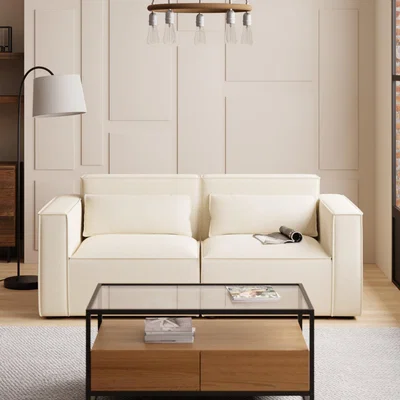 Dunelm Modular Arne Natural Luna Fabric 2 Seater Sofa Natural