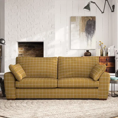 Dunelm Madison Large 3 Seater Sofa Check Ochre