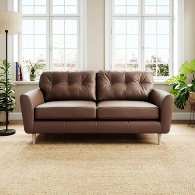 Dunelm Sven Classic Leather 3 Seater Sofa