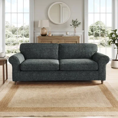 Dunelm Flori 4 Seater Sofa, Chunky Chenille Navy
