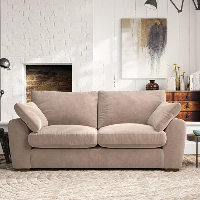 Dunelm Madison 3 Seater Sofa Luxury Velvet Natural