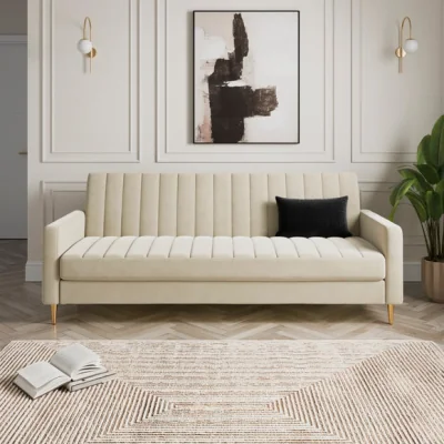Dunelm Kendall Quilted Velvet Clic Clac Storage Sofa Bed