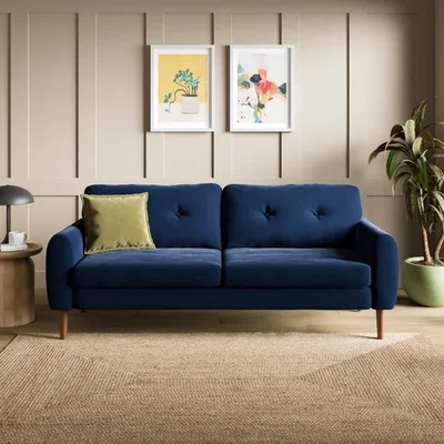 Dunelm Lola Velvet Curved Arm 3 Seater Sofa