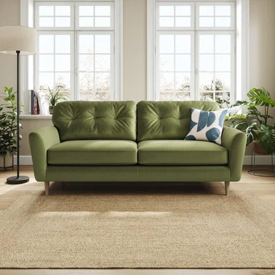Dunelm Sven Opulent Velvet 4 Seater Sofa Dark Olive