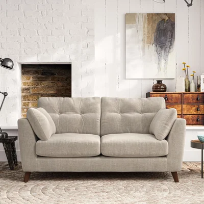 Dunelm Peyton Large 2 Seater Sofa Tonal Plush Chenille Natural
