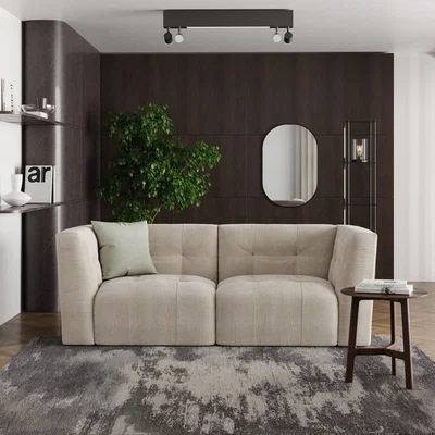 Dunelm Modular Squish Natural Tonal Chenille 2 Seater Sofa Tonal Chenille Natural