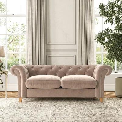 Dunelm Pimlico 3 Seater Sofa Luxury Velvet Natural