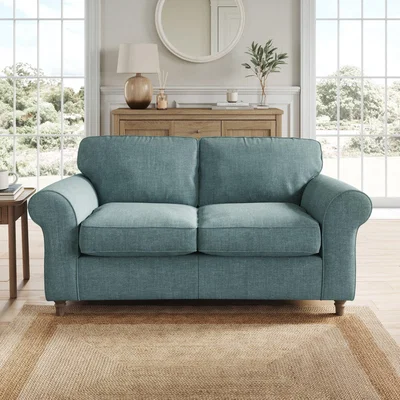 Dunelm Flori 2 Seater Sofa, Tonal Plush Chenille Aqua