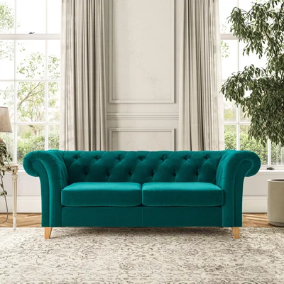 Dunelm Pimlico 3 Seater Sofa House Velvet Peacock
