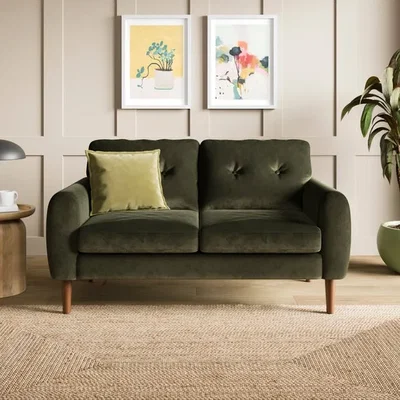 Dunelm Lola Velvet Curved Arm 2 Seater Sofa