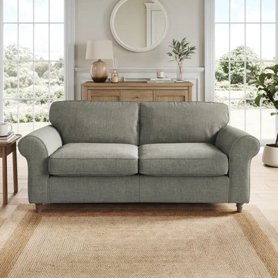 Dunelm Flori 3 Seater Sofa, Tonal Plush Chenille Grey