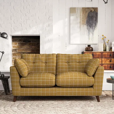 Dunelm Peyton Large 2 Seater Sofa Check Ochre