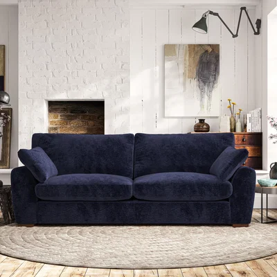 Dunelm Madison 4 Seater Sofa Luxury Chenille Luxe Navy