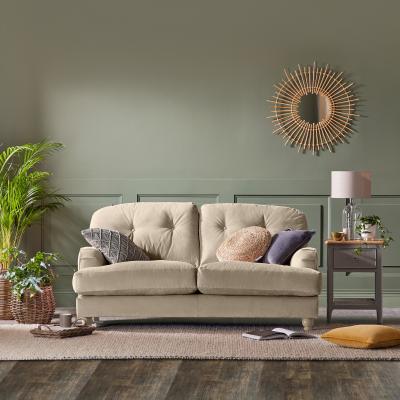 Dunelm Return - Martha Vintage Velvet 2 Seater Sofa, Warm Sand