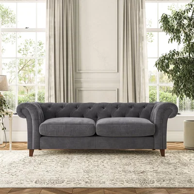 Dunelm Pimlico Large 3 Seater Sofa Aqua Clean Chenille Grey