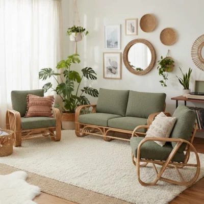 Dunelm Desser Pretzel Rattan 3 Seater Sofa & 2 Chairs Set