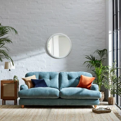 Dunelm Return - Martha Vintage Soft Chenille 3 Seater Sofa, Aqua