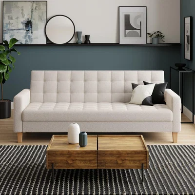 Dunelm Harlow Storage Sofa Bed, Boucle Ivory Ivory