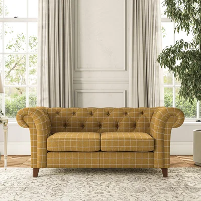 Dunelm Pimlico Large 2 Seater Sofa Check Ochre