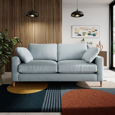 Dunelm Apollo Vintage Velvet 3 Seater Sofa Vintage Velvet Soft Blue