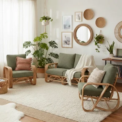 Dunelm Desser Pretzel Rattan 2 Seater Sofa & 2 Chairs Set