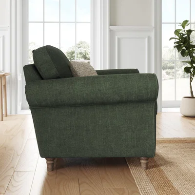 Dunelm Flori 3 Seater Sofa, Tonal Plush Chenille Moss Green