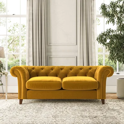 Dunelm Pimlico 3 Seater Sofa House Velvet Amber Gold
