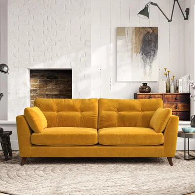 Dunelm Peyton Large 3 Seater Sofa Luxury Velvet Old Gold
