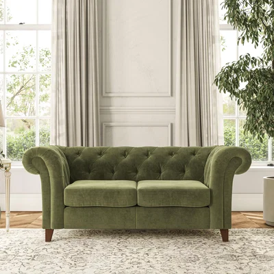 Dunelm Pimlico Large 2 Seater Sofa Luxury Velvet Olive