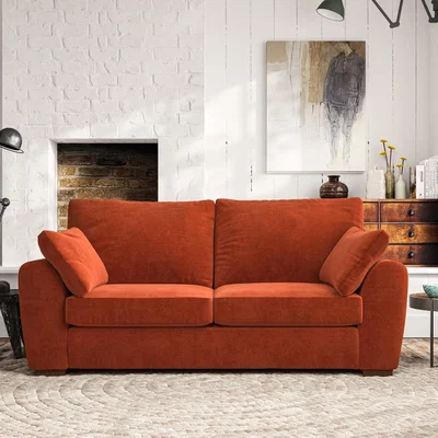 Dunelm Madison 3 Seater Sofa Luxury Velvet Orange Umber