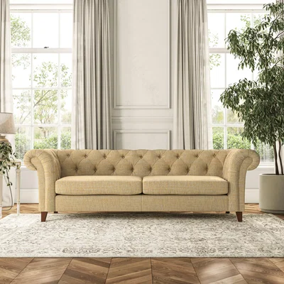Dunelm Pimlico 4 Seater Sofa Chunky Tonal Weave Ochre