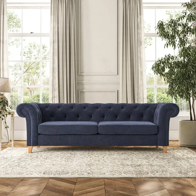 Dunelm Pimlico 4 Seater Sofa Aqua Clean Chenille Navy