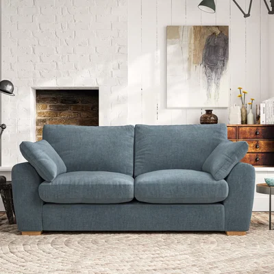 Dunelm Madison 3 Seater Sofa Tonal Plush Chenille Aqua