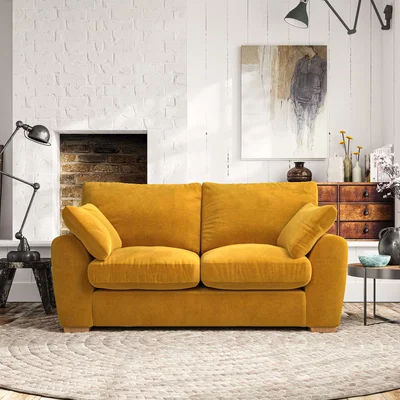 Dunelm Madison Large 2 Seater Sofa Luxury Velvet Old Gold
