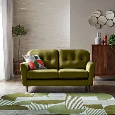 Dunelm Return - Sven Opulent Velvet 2 Seater Sofa, Olive