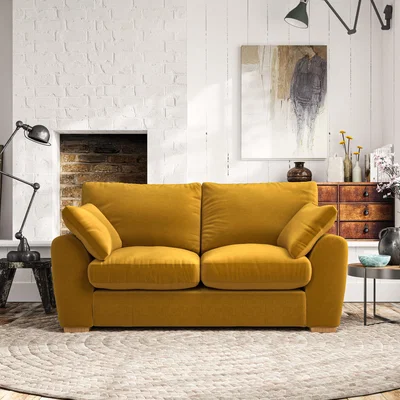 Dunelm Madison Large 2 Seater Sofa House Velvet Amber Gold